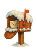 Whimsical snow-covered mailbox
